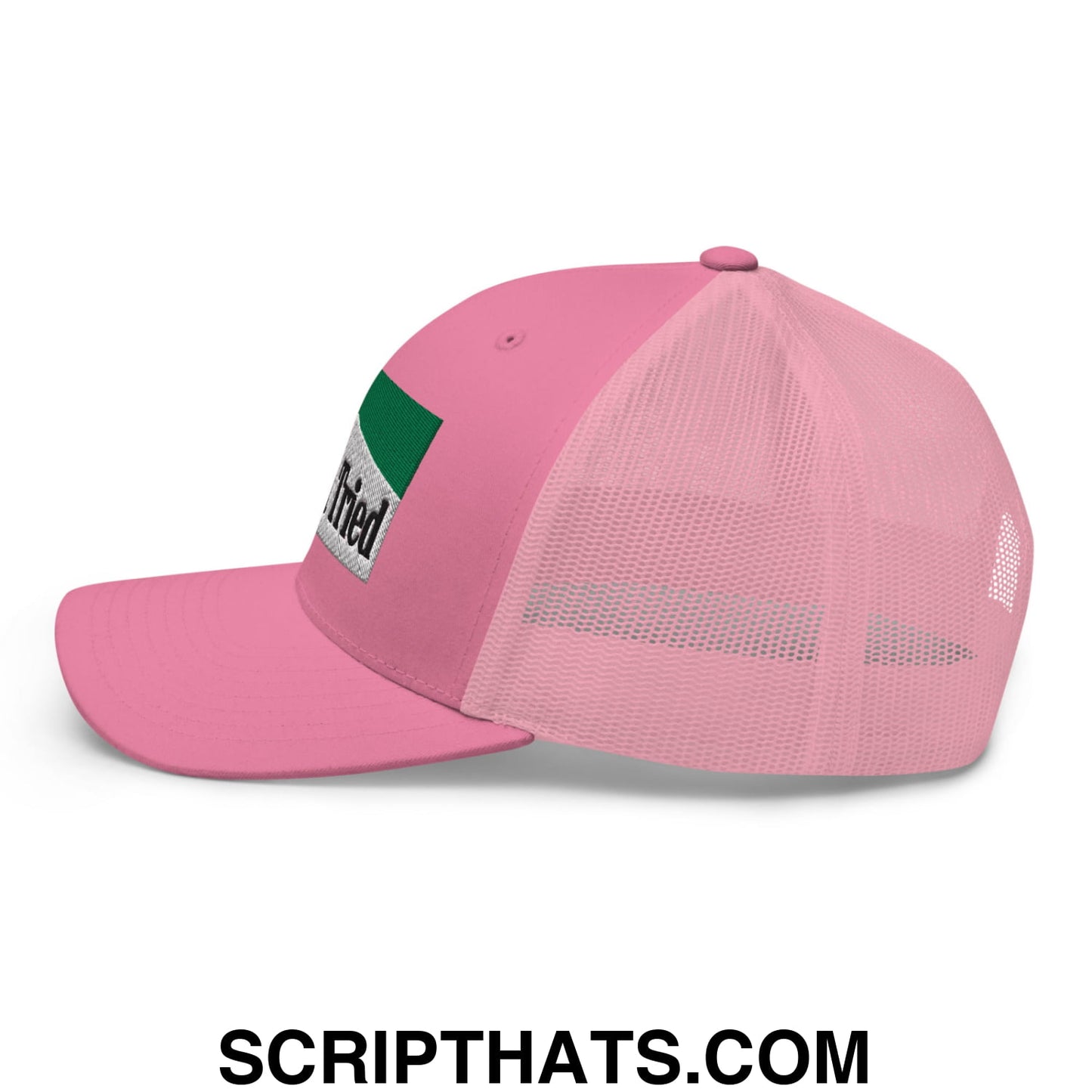 Mama Tried Cigarette Menthol Green Embroidered Mesh Trucker Hat Pink