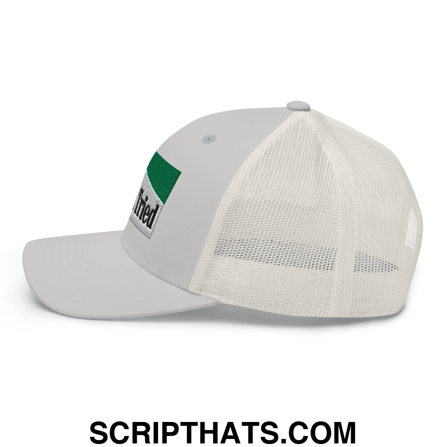 Mama Tried Cigarette Menthol Green Embroidered Mesh Trucker Hat Silver