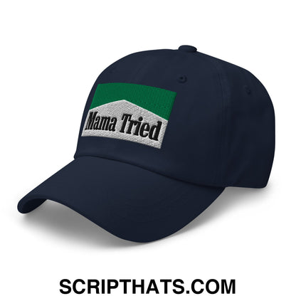 Mama Tried Cigarette Menthol Green Embroidered Unstructured Dad Hat Navy