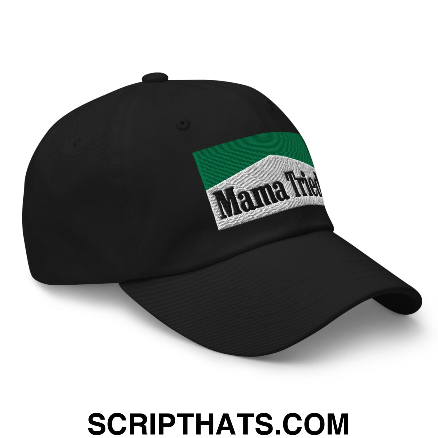 Mama Tried Cigarette Menthol Green Embroidered Unstructured Dad Hat Black
