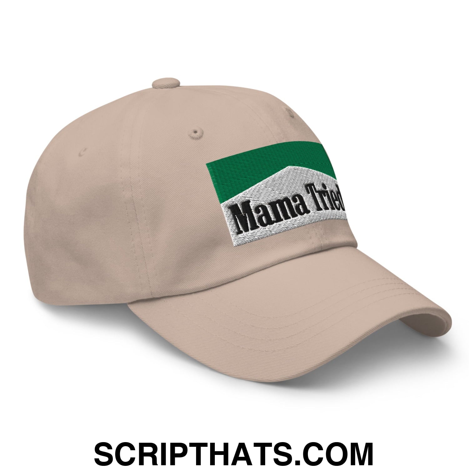 Mama Tried Cigarette Menthol Green Embroidered Unstructured Dad Hat Stone