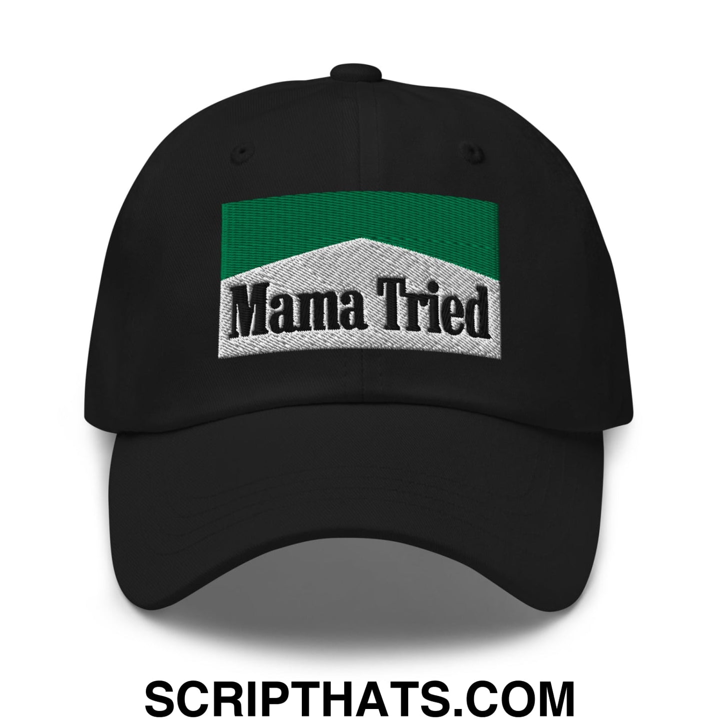 Mama Tried Cigarette Menthol Green Embroidered Unstructured Dad Hat Black