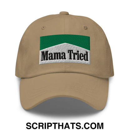 Mama Tried Cigarette Menthol Green Embroidered Unstructured Dad Hat Khaki