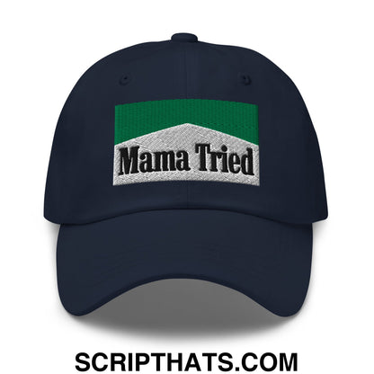 Mama Tried Cigarette Menthol Green Embroidered Unstructured Dad Hat Navy
