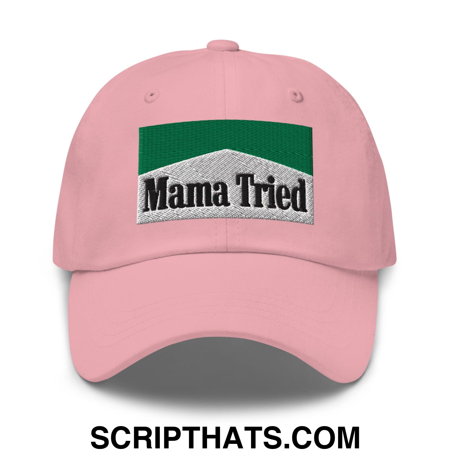 Mama Tried Cigarette Menthol Green Embroidered Unstructured Dad Hat Pink