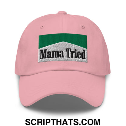 Mama Tried Cigarette Menthol Green Embroidered Unstructured Dad Hat Pink