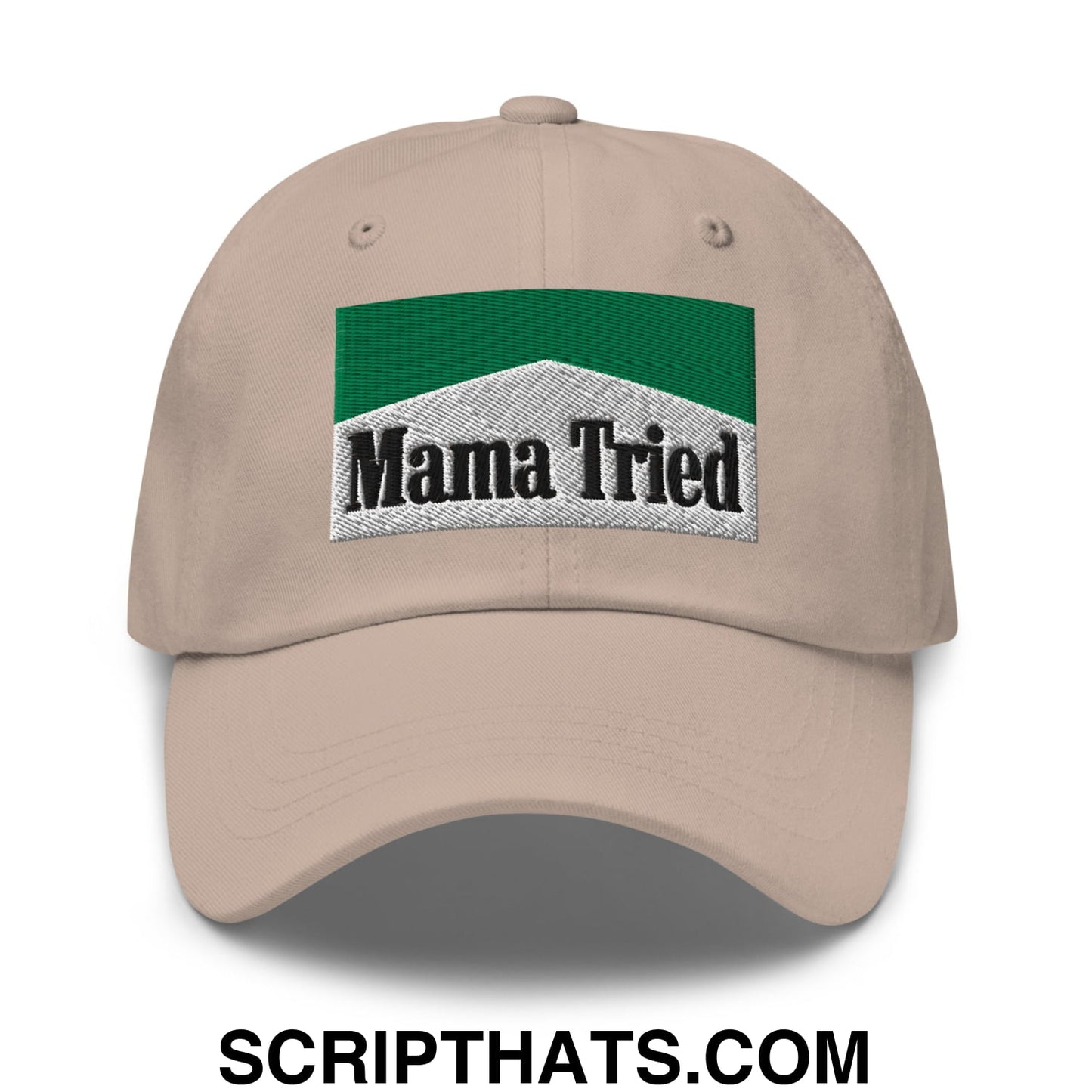 Mama Tried Cigarette Menthol Green Embroidered Unstructured Dad Hat Stone