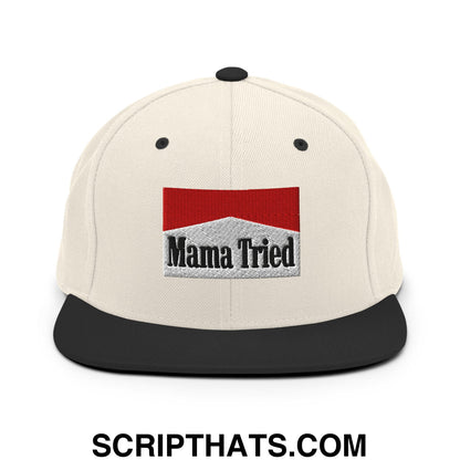Mama Tried Cigarette Red Embroidered Flat Bill Brim Snapback Hat Natural Black