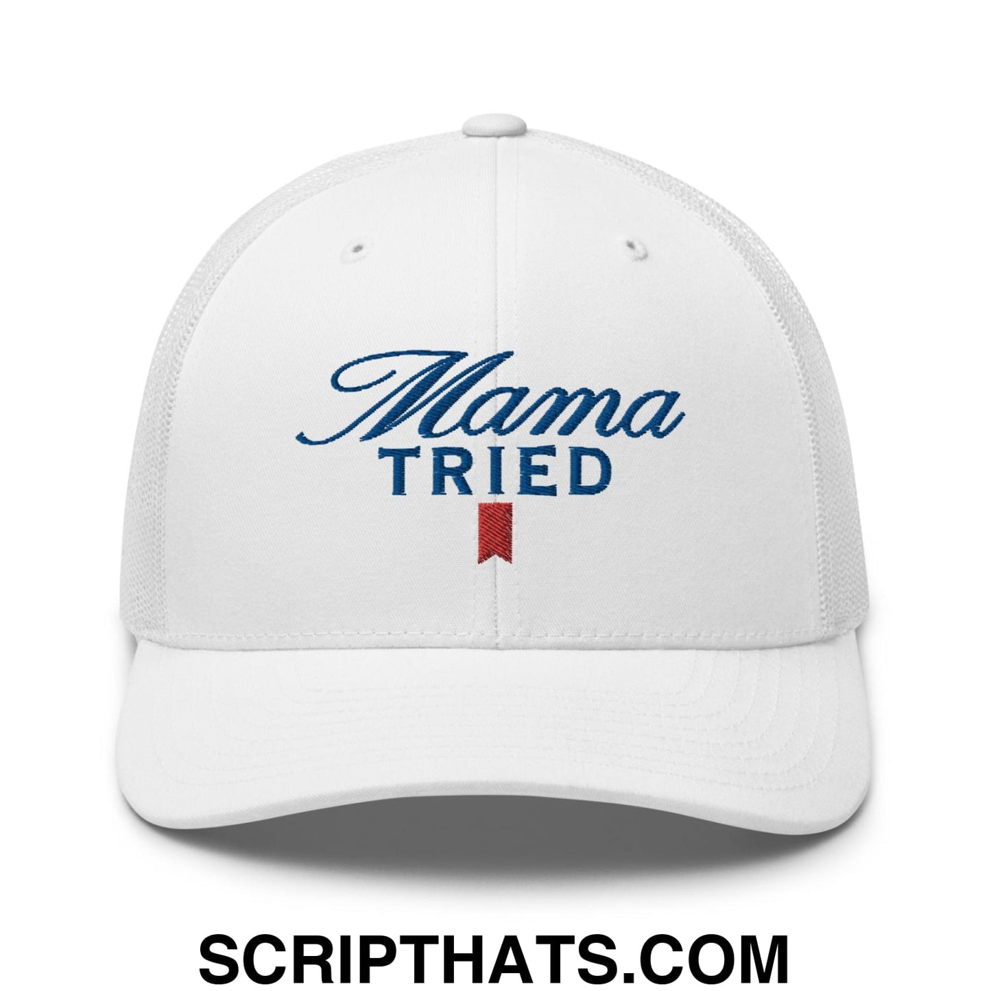 Mama Tried Parody II Retro Trucker Hat White