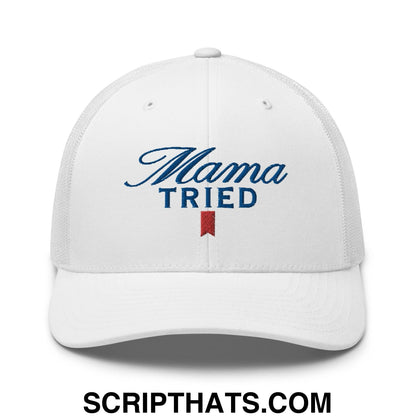 Mama Tried Parody II Retro Trucker Hat White