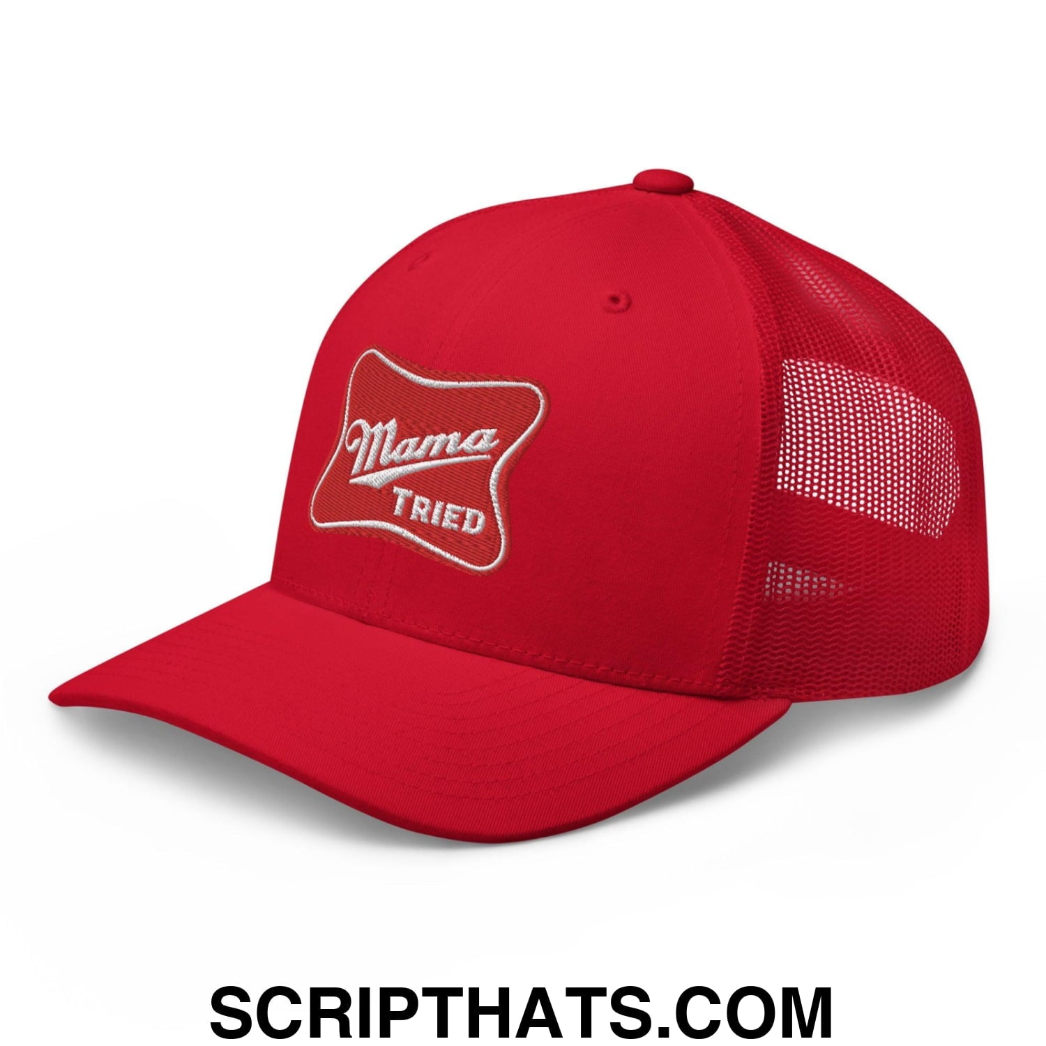 Mama Tried Parody III Retro Trucker Hat Red