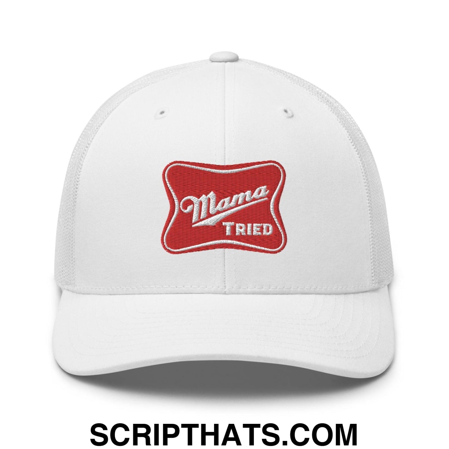 Mama Tried Parody III Retro Trucker Hat White