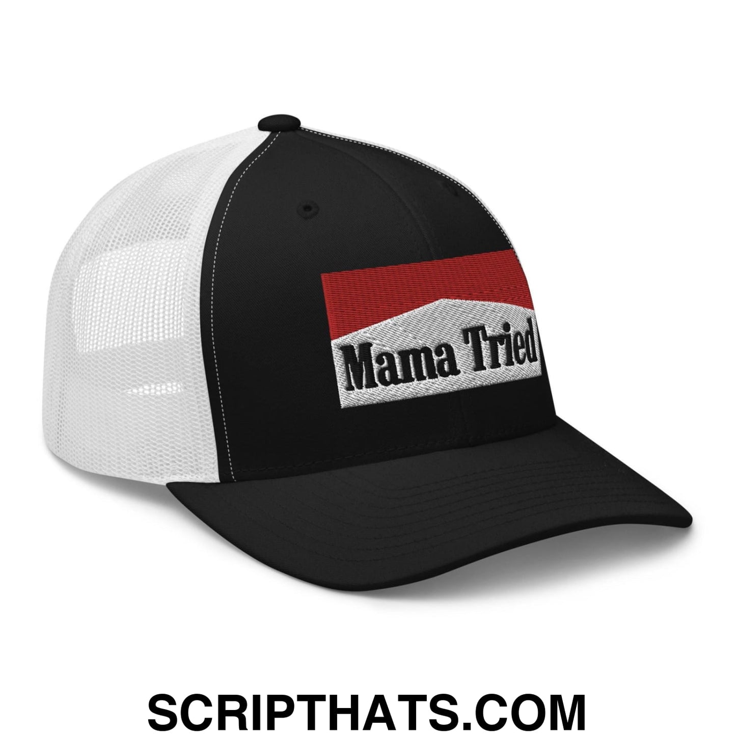 Mama Tried Parody Retro Trucker Hat Black White