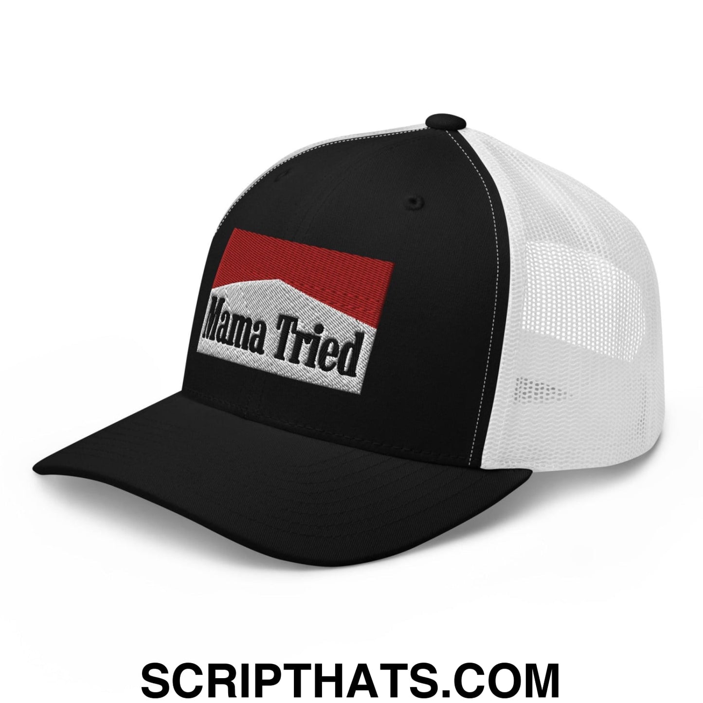 Mama Tried Parody Retro Trucker Hat Black White