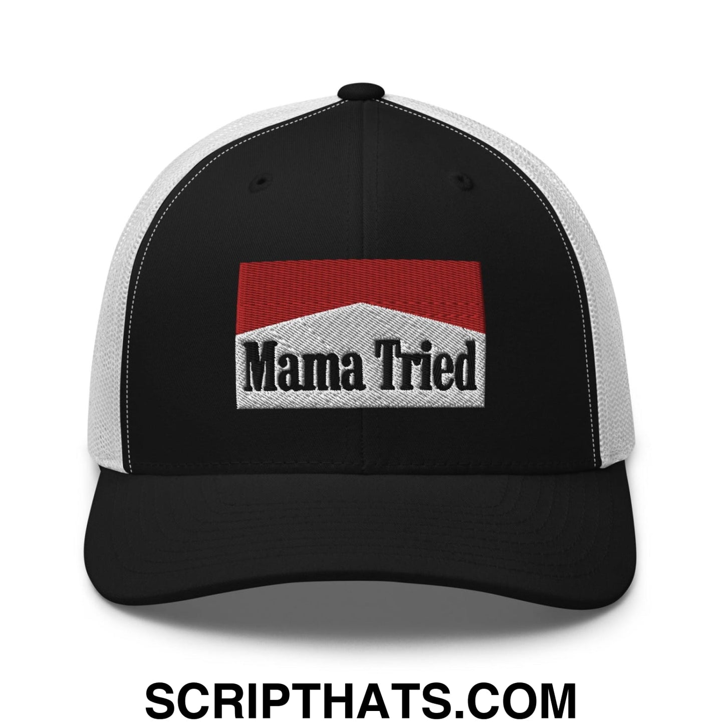 Mama Tried Parody Retro Trucker Hat Black White