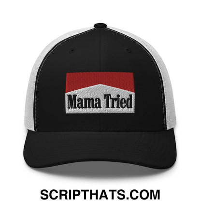 Mama Tried Parody Retro Trucker Hat Black White