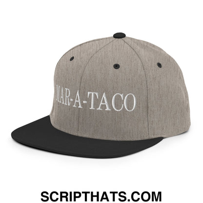Mar-a-Taco Embroidered Flat Bill Brim Snapback Hat Heather Black