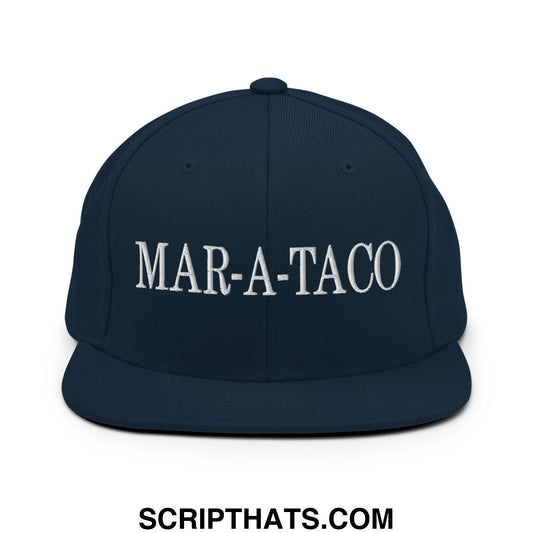 Mar-a-Taco Embroidered Flat Bill Brim Snapback Hat Dark Navy