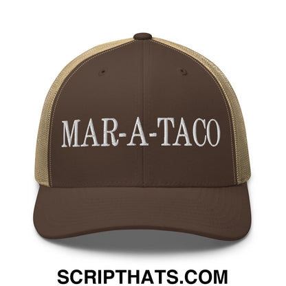 Mar-a-Taco Embroidered Mesh Trucker Hat Brown Khaki