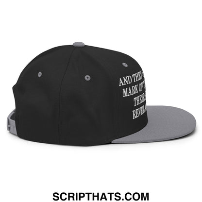 Mark of the Beast Revelation 13:16–17 Embroidered Flat Brim Bill Snapback Hat Black Silver