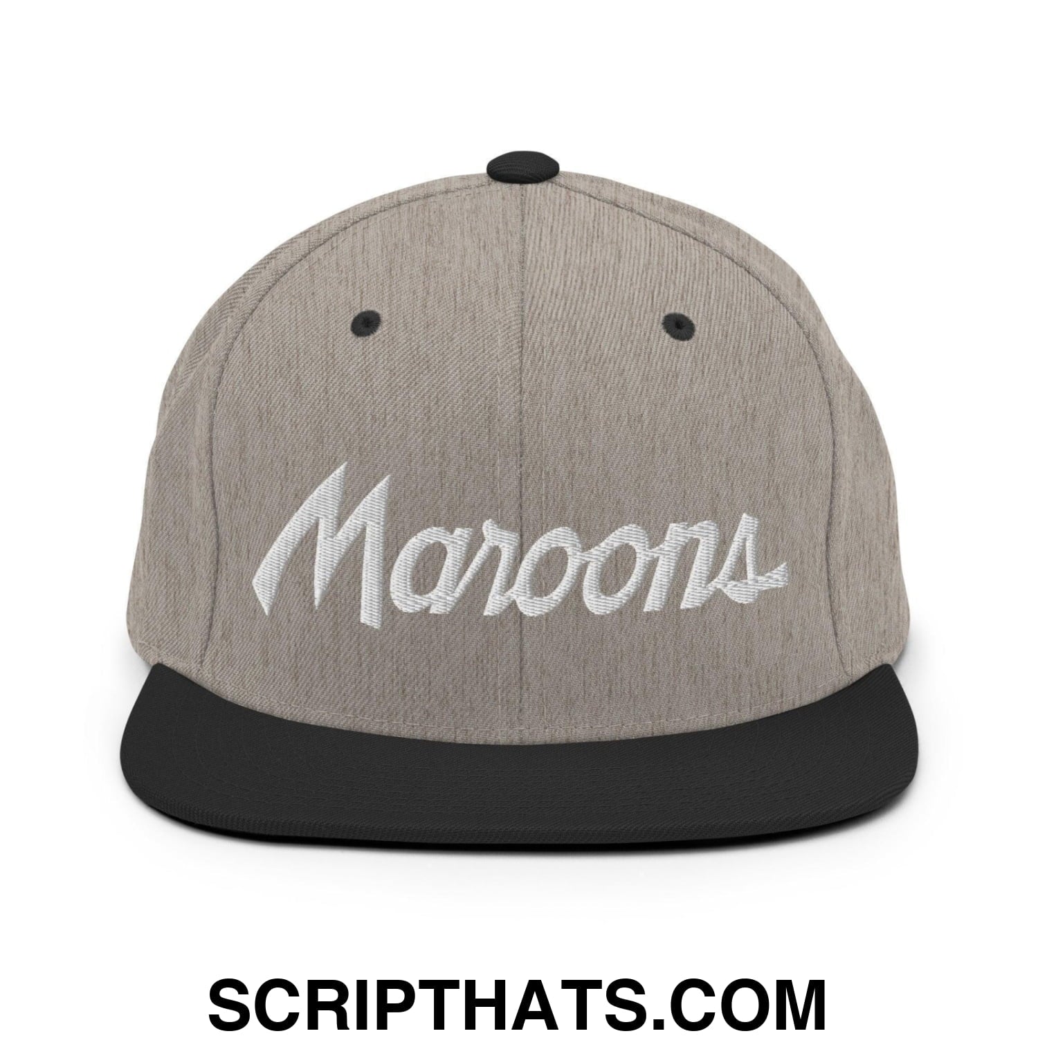 Maroons School Mascot Script Snapback Hat Heather Black