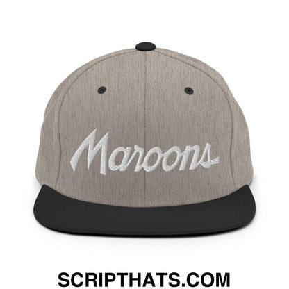Maroons School Mascot Script Snapback Hat Heather Black