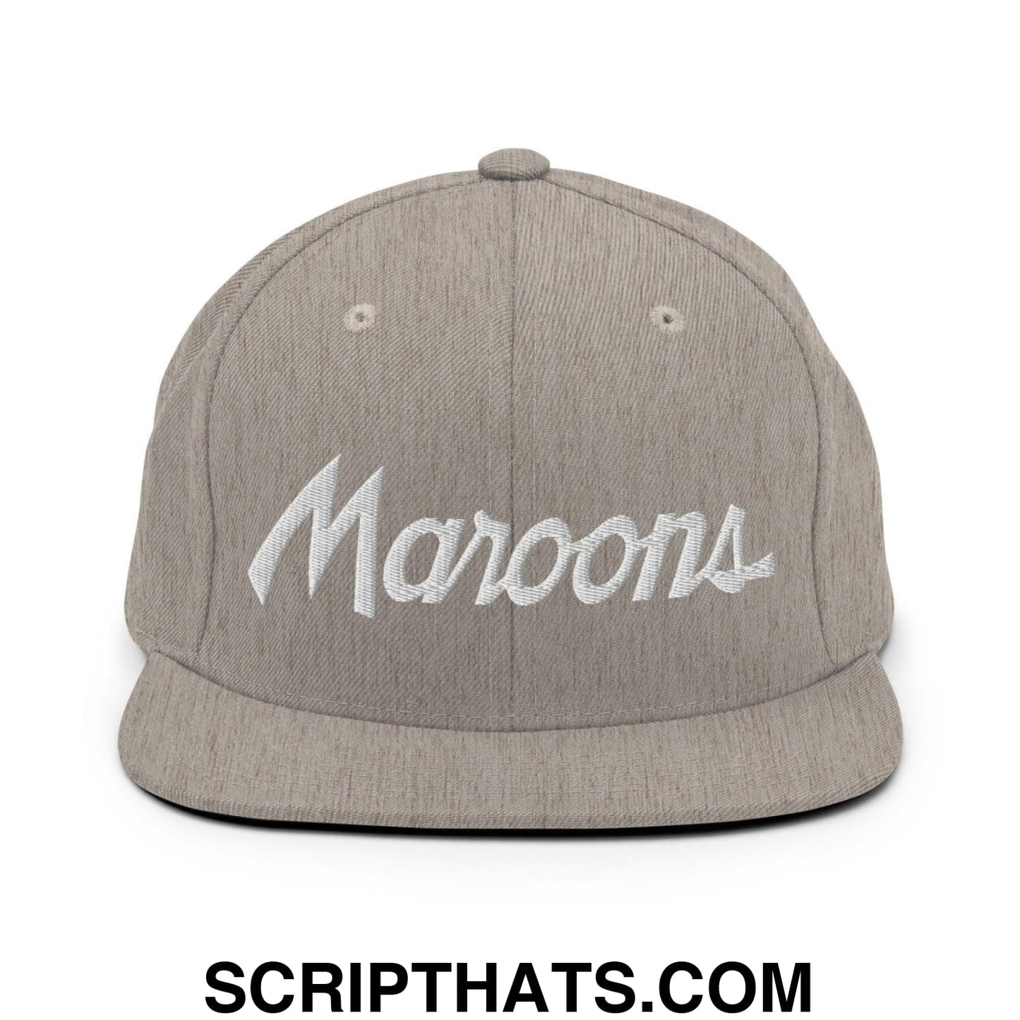 Maroons School Mascot Script Snapback Hat Heather Grey