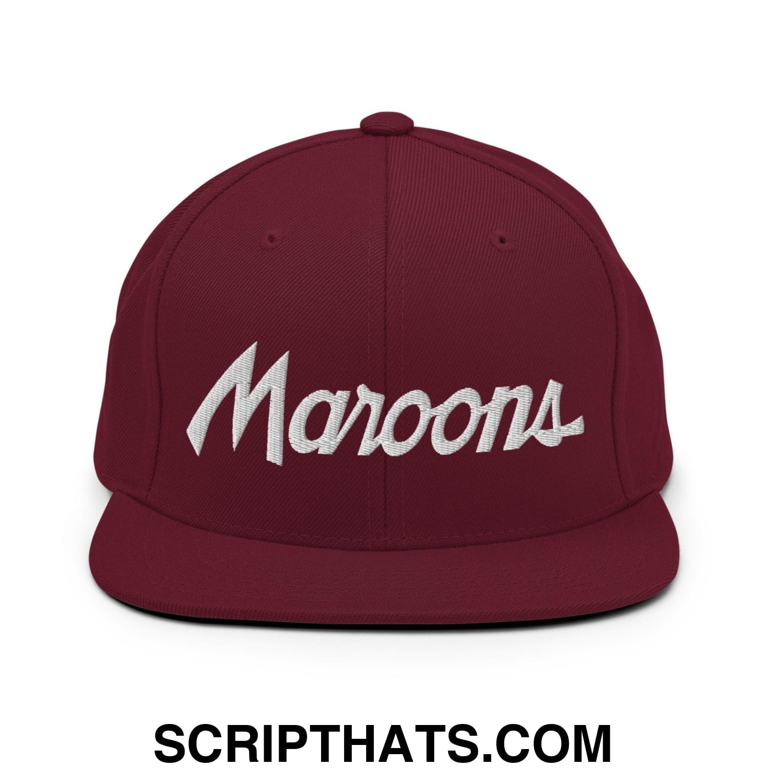 Maroons School Mascot Script Snapback Hat Maroon
