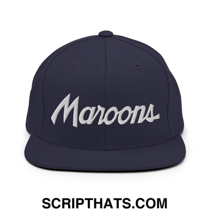 Maroons School Mascot Script Snapback Hat Navy