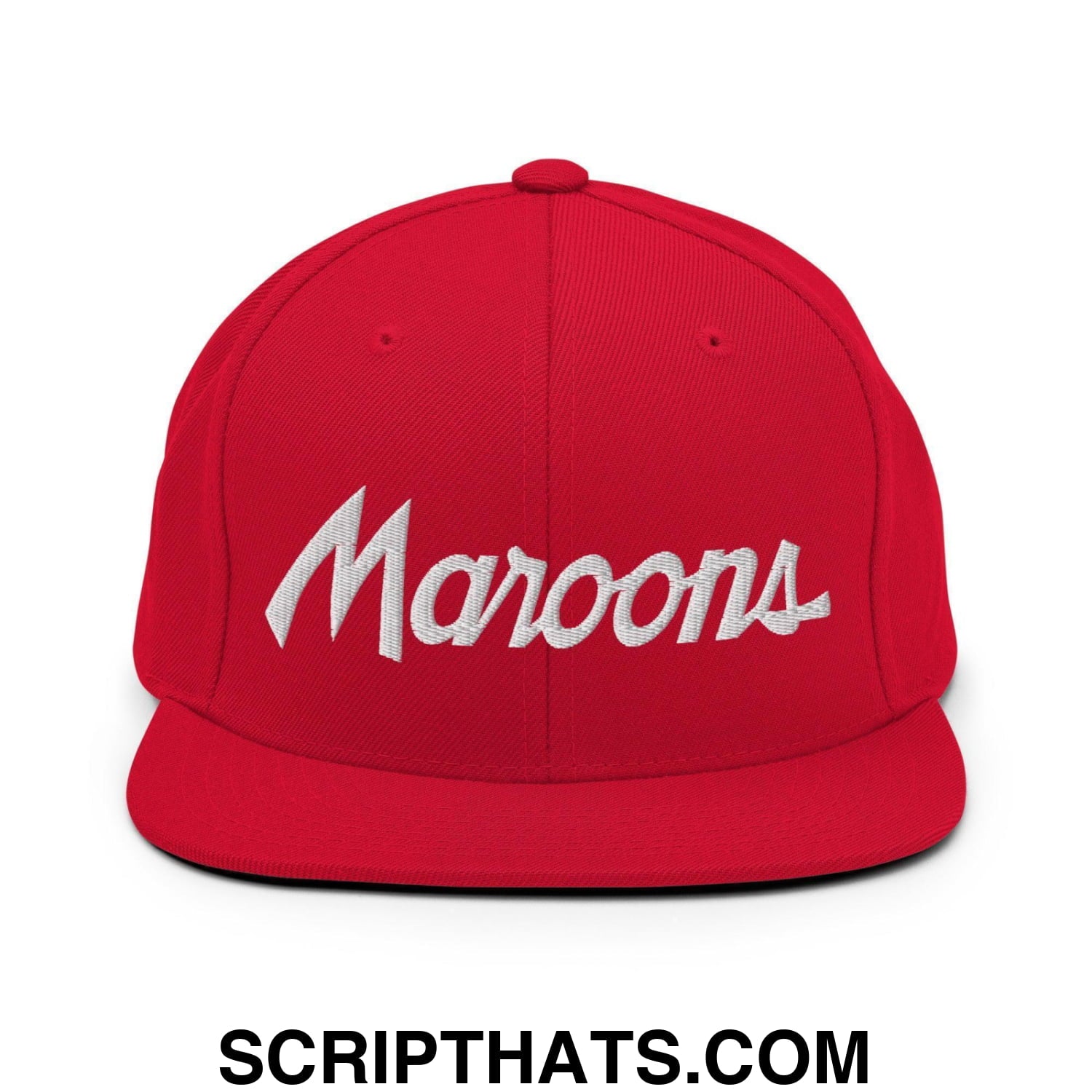 Maroons School Mascot Script Snapback Hat Red