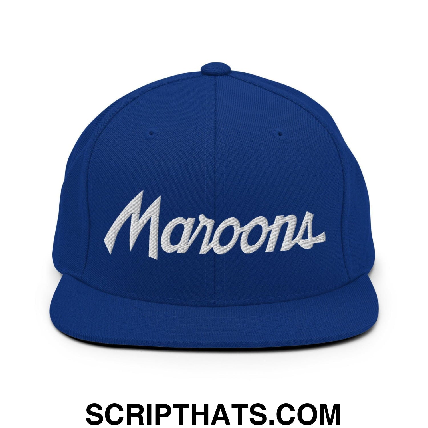 Maroons School Mascot Script Snapback Hat Royal Blue