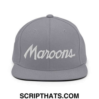 Maroons School Mascot Script Snapback Hat Silver