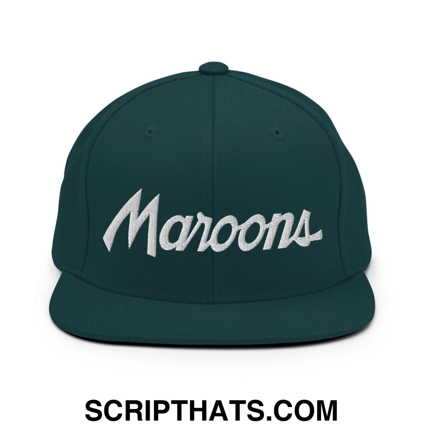 Maroons School Mascot Script Snapback Hat Spruce