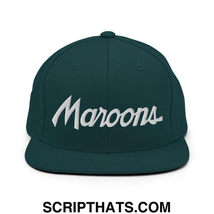 Maroons School Mascot Script Snapback Hat Spruce