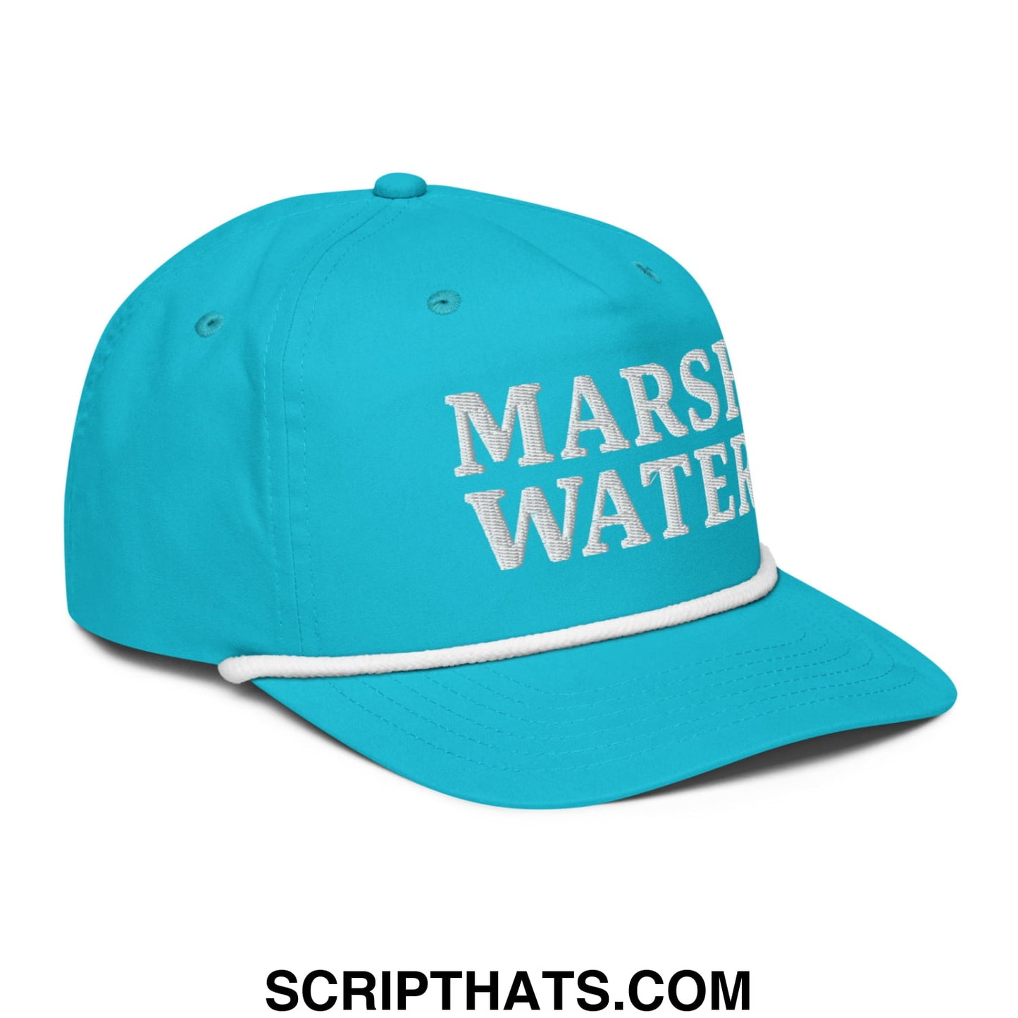 Marsh Water Embroidered Retro Golf Rope Hat Turquoise White