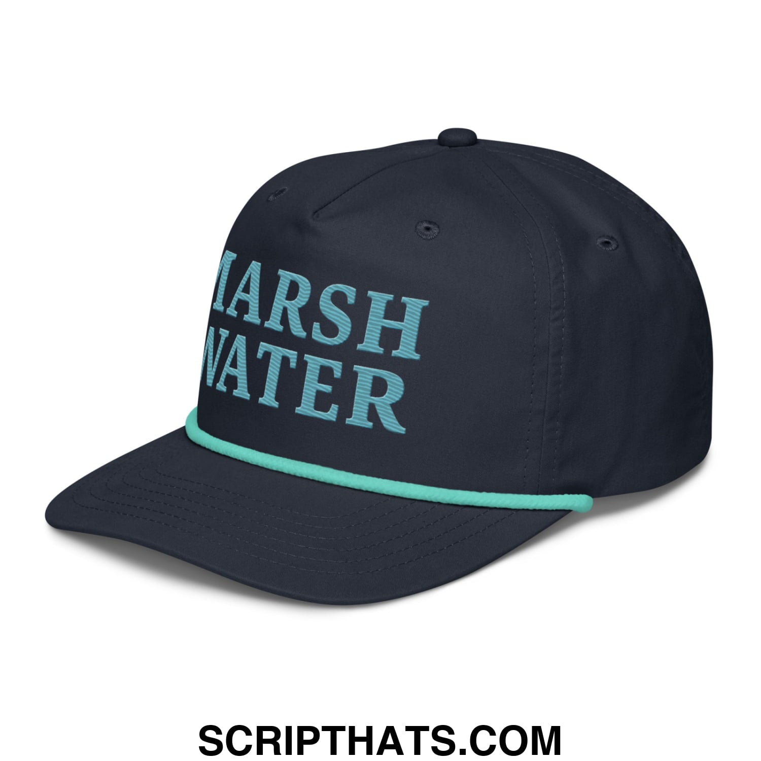 Marsh Water Embroidered Retro Golf Rope Hat Navy Mint