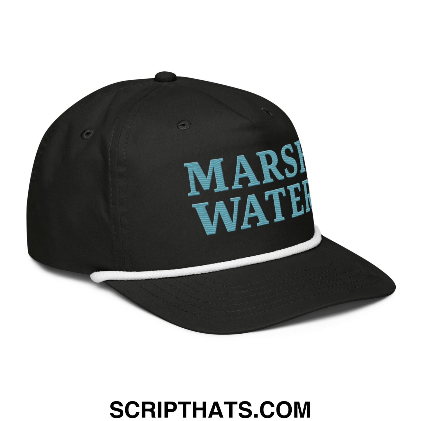 Marsh Water Embroidered Retro Golf Rope Hat Black White