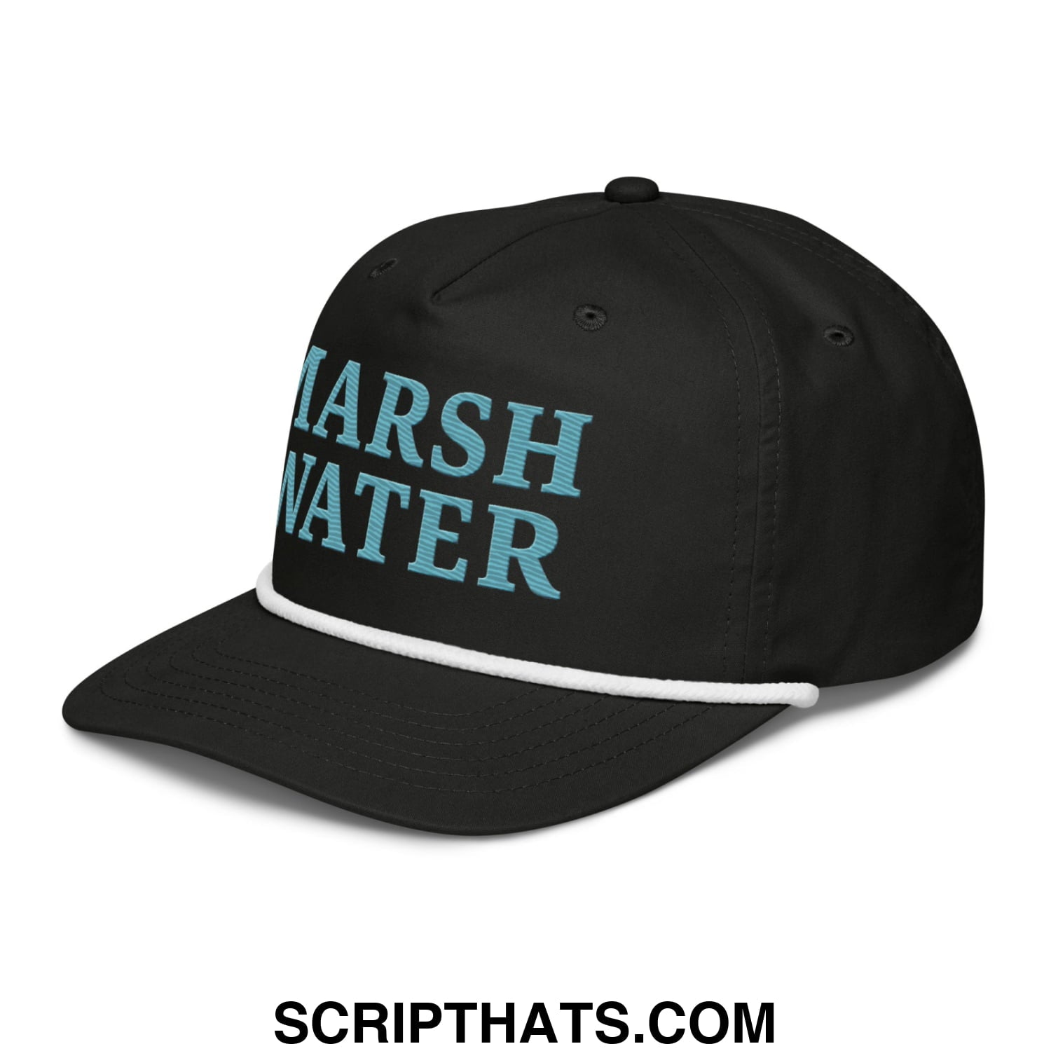 Marsh Water Embroidered Retro Golf Rope Hat Black White
