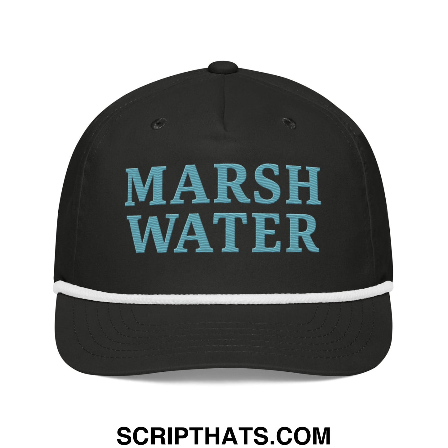 Marsh Water Embroidered Retro Golf Rope Hat Black White