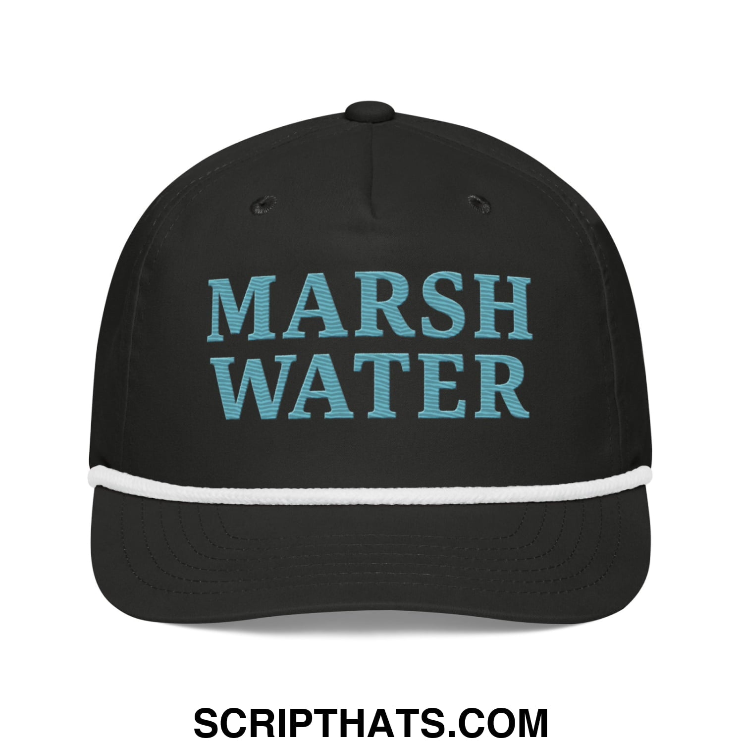Marsh Water Embroidered Retro Golf Rope Hat Black White