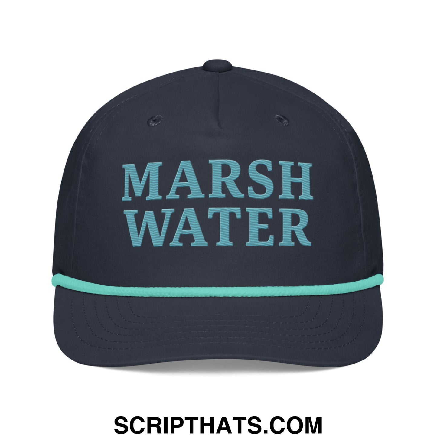 Marsh Water Embroidered Retro Golf Rope Hat Navy Mint