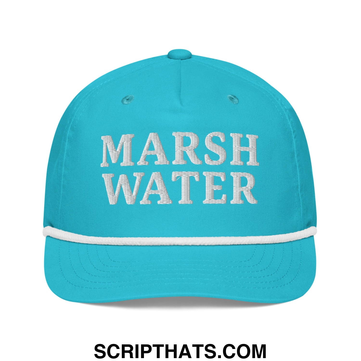Marsh Water Embroidered Retro Golf Rope Hat Turquoise White