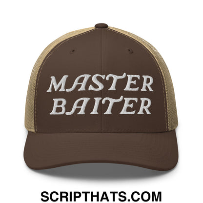 Master Baiter Embroidered Mesh Trucker Hat Brown Khaki