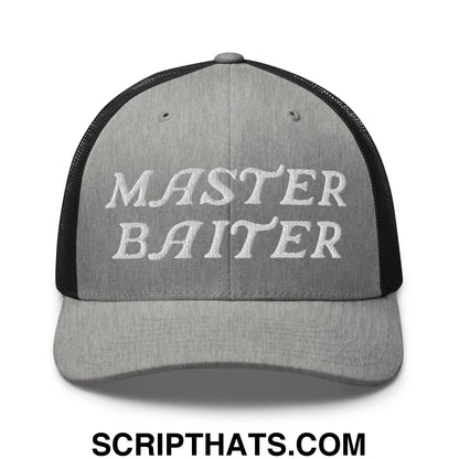 Master Baiter Embroidered Mesh Trucker Hat Heather Black
