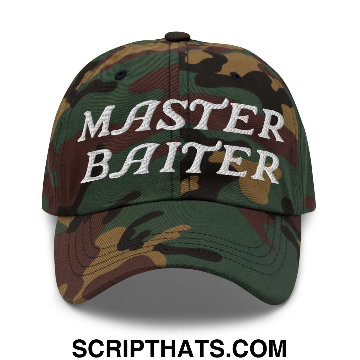 Master Baiter Embroidered Unstructured Dad Hat Green Camo