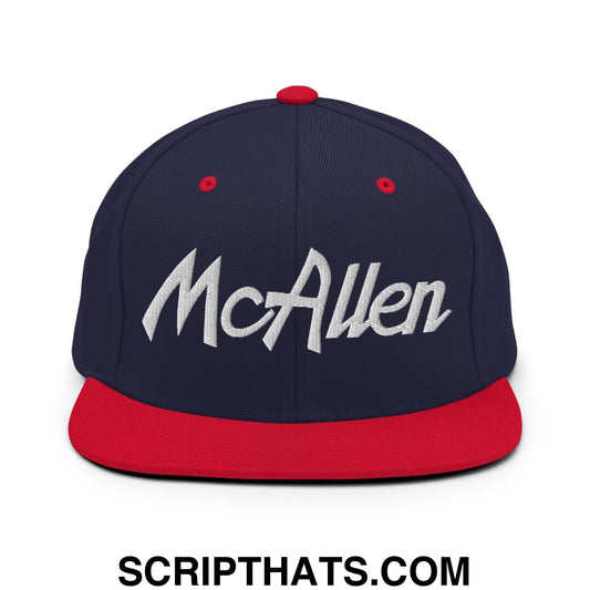 McAllen Script Snapback Hat Navy Red