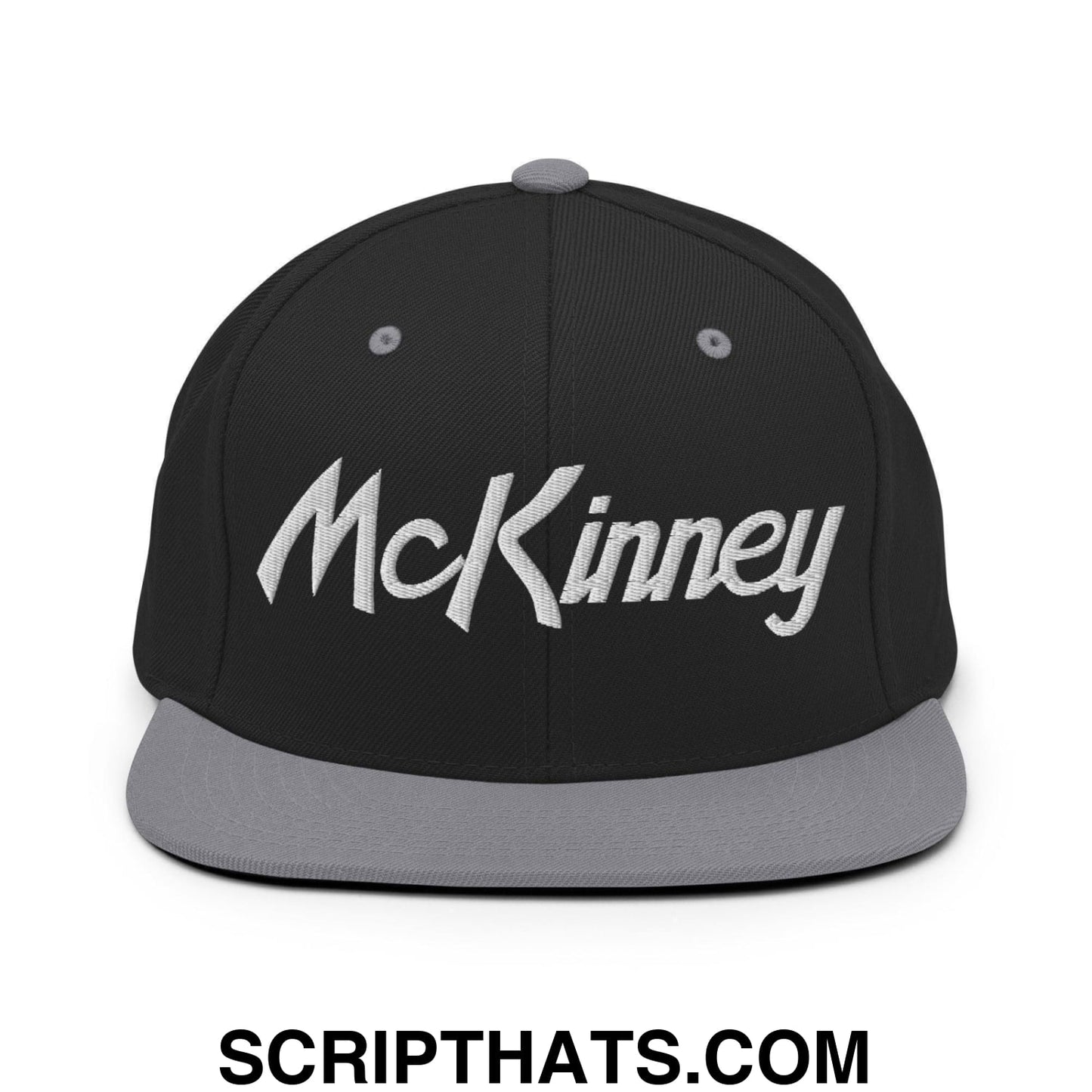 McKinney Script Snapback Hat Black Silver