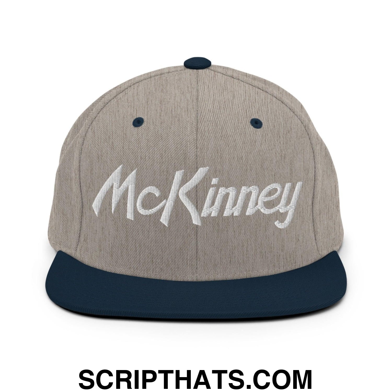 McKinney Script Snapback Hat Heather Grey Navy