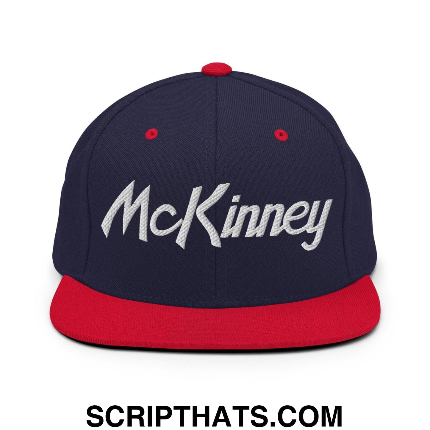 McKinney Script Snapback Hat Navy Red