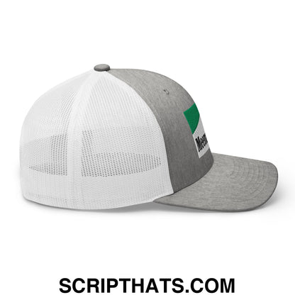 Meemaw Tried Cigarette Menthol Green Embroidered Mesh Trucker Hat Heather Grey White
